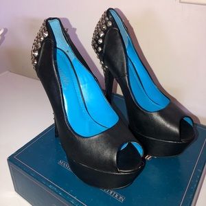 Open Toe Rhinestone Pump Heel